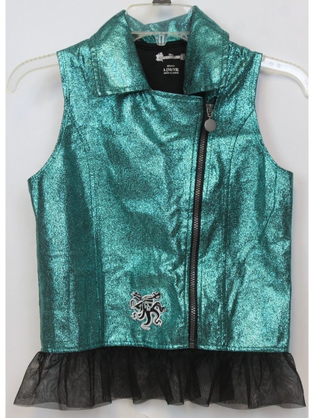 Disney Descendants Metallic Teal Vest Uma girls sz Large Costume Cosplay
